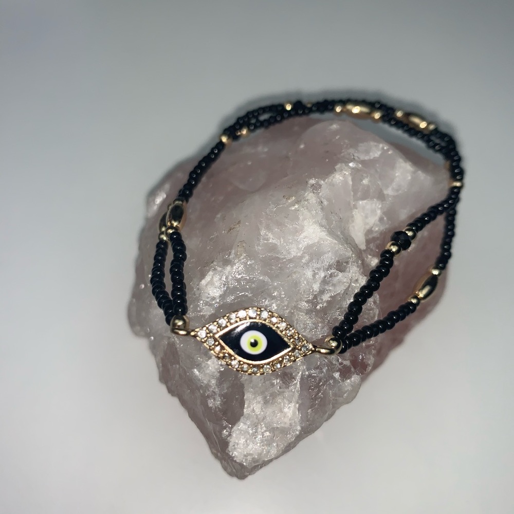 🧿Evil Eye Pave Beaded Stretch Bracelet - Picture 2 of 8